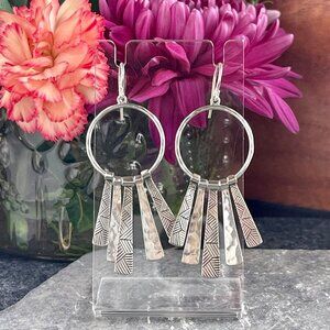 Silpada Sterling Silver 925 "Nod To Mod" Chandelier Hammered Dangle Earrings